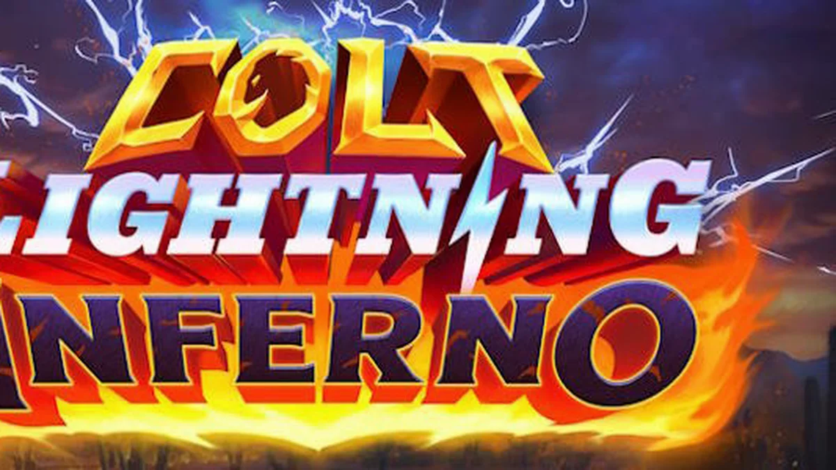 Colt Lightning Inferno স্লট গেমের একটি দৃশ্য যেখানে আগুনের শিখা এবং বিদ্যুতের ঝলক দেখা যাচ্ছে।